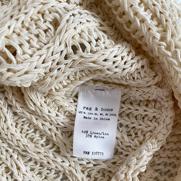 Rag & Bone Magee Cable Knit Linen Blend Sweater Short Sleeve Size: Small Ivory - Picture 9 of 9
